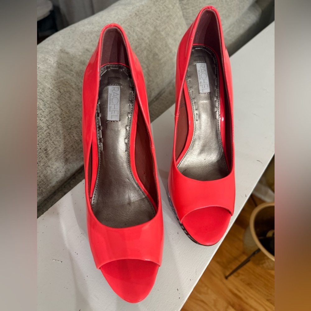 Rachel Bold Pink-Peach Peep Toe Heels